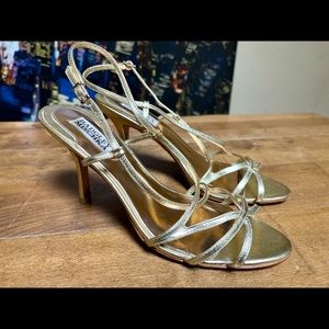 Badgley Mischka Gold Heels 8.5